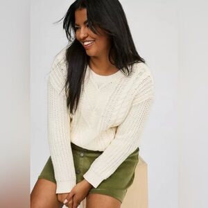 Torrid Cream Cable Pullover Tie Back Sweater Size 3